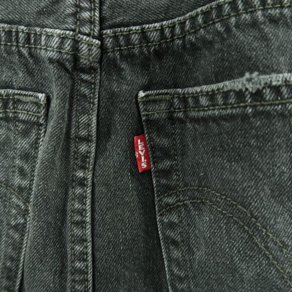 LEVIS Black Denim Skirt Button Fly Raw Hem Size Size 28 - Picture 3 of 8